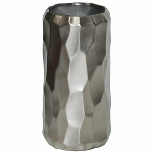 Urban Trends Collection Ceramic Tall Cylindrical Vase with Embossed Irregular Pattern Design Body, Silver 45929